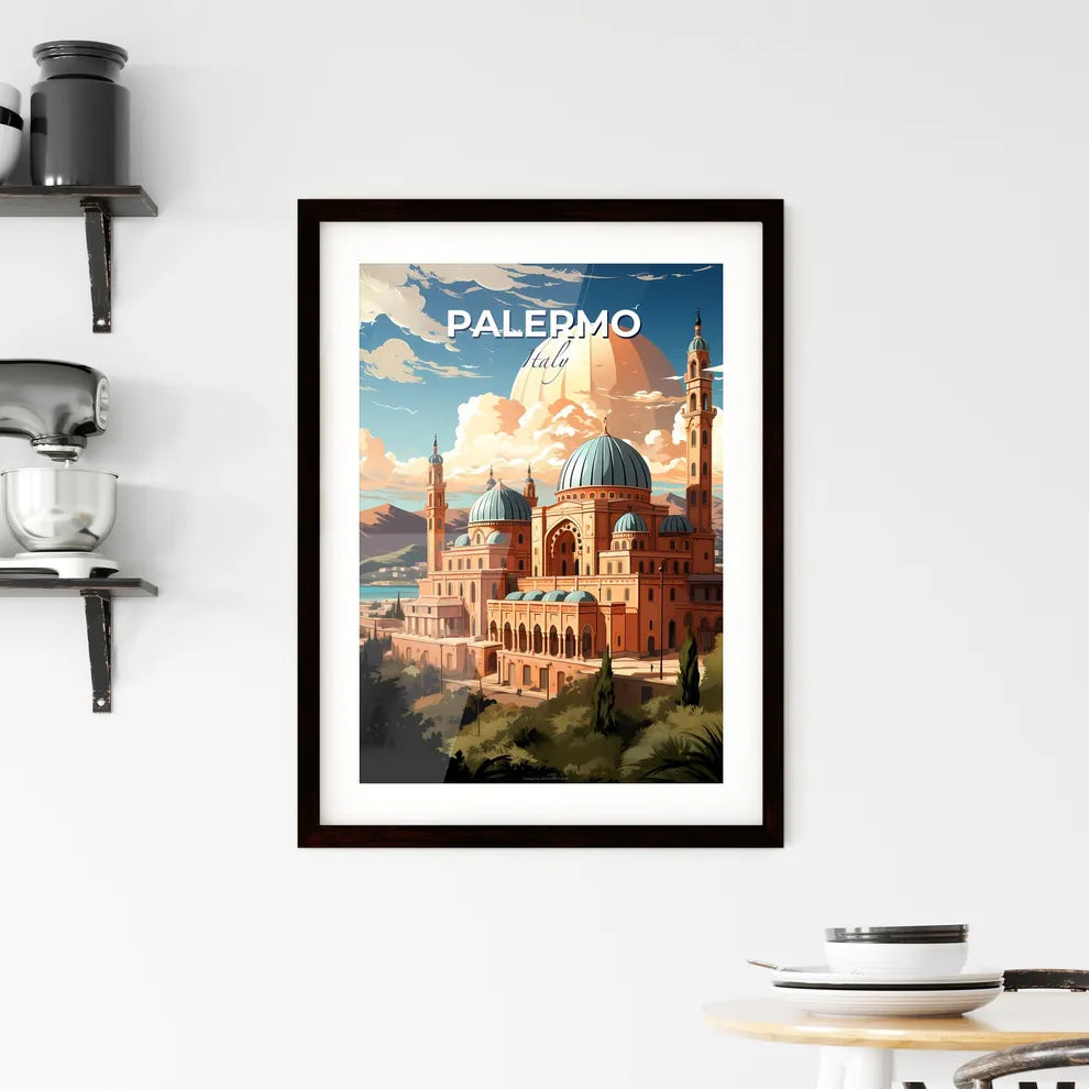 Palermo, Italy, A Poster of a large building with domes and trees Default Title