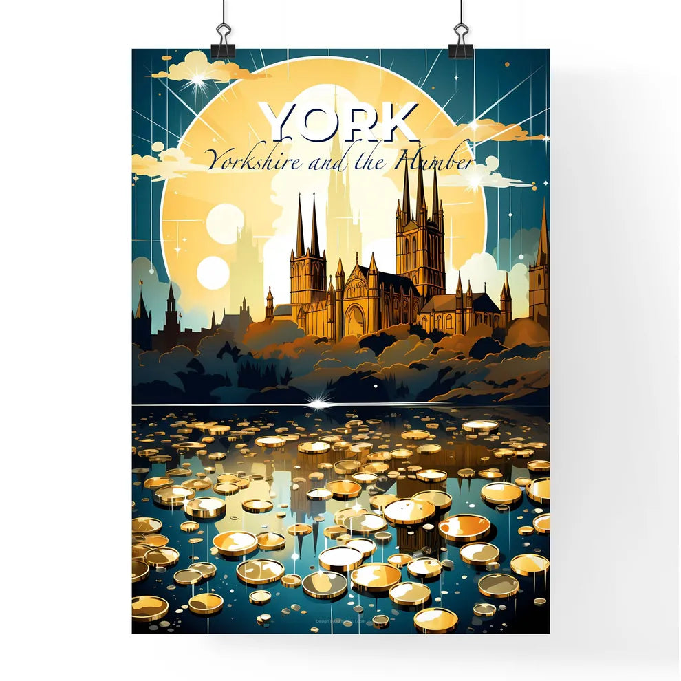 York, Yorkshire and the Humber, A Poster of a castle with towers and a large moon in the background Default Title