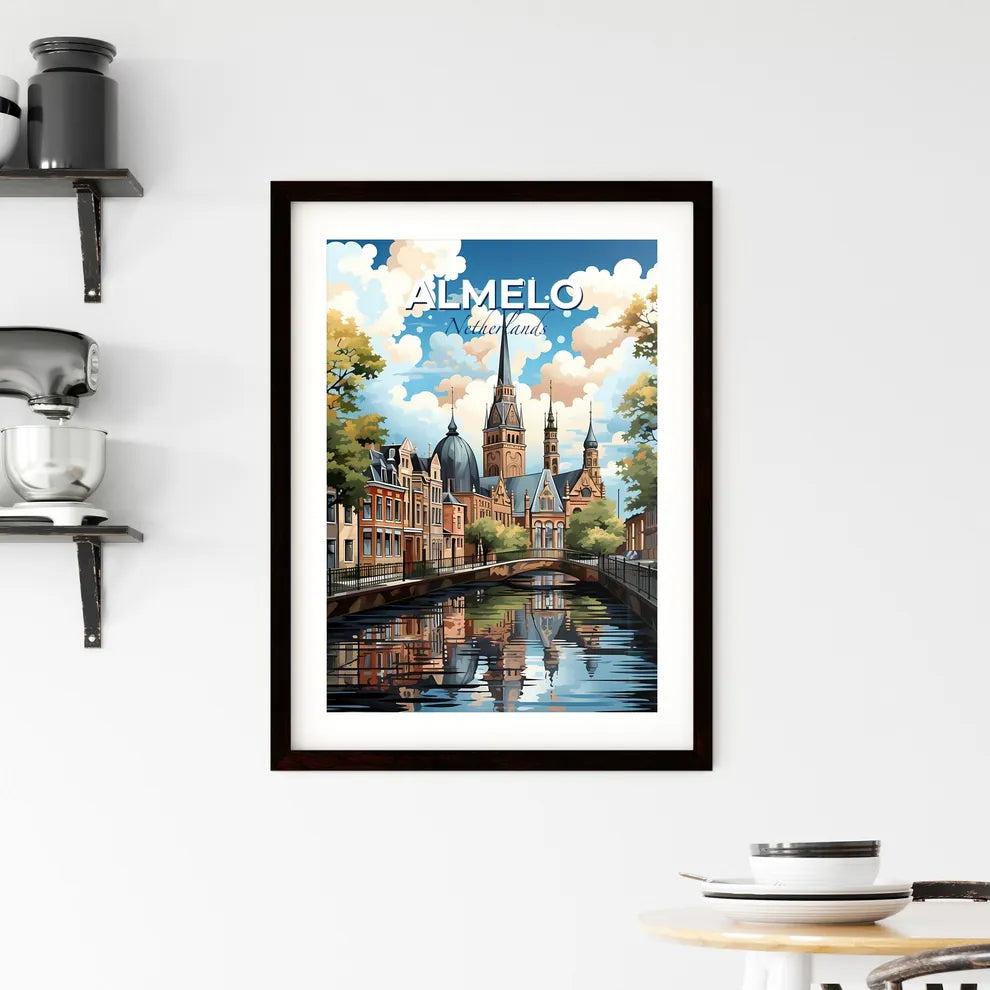 Almelo, Netherlands, A Poster of a bridge over a river with a castle in the background Default Title