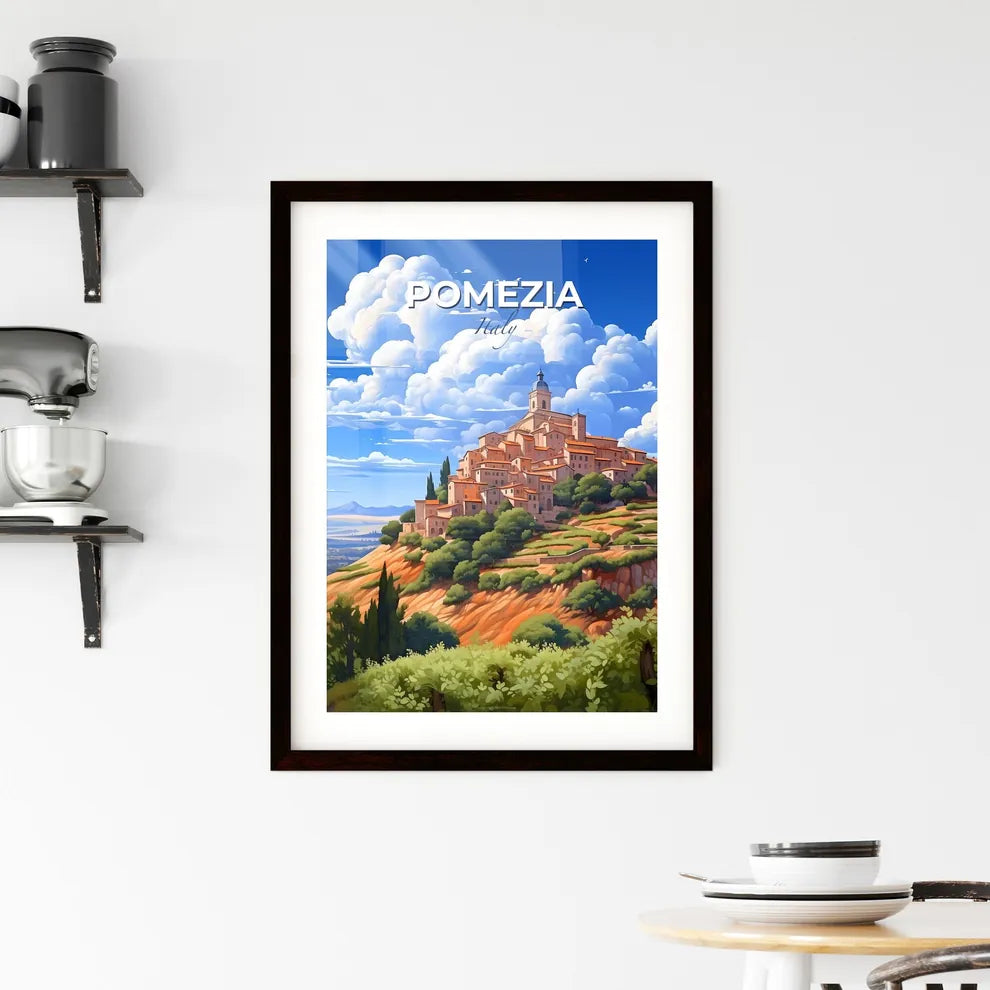 Pomezia, Italy, A Poster of a painting of a town on a hill Default Title