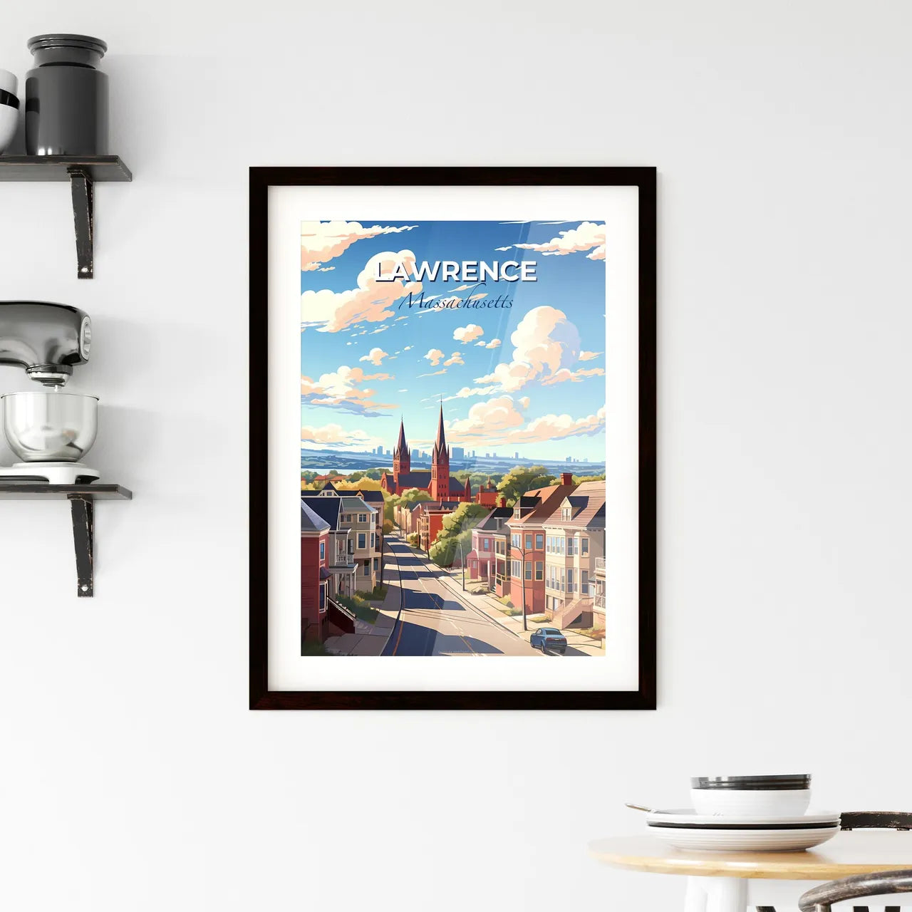 Lawrence, Massachusetts, A Poster of a street with buildings and trees in the background Default Title