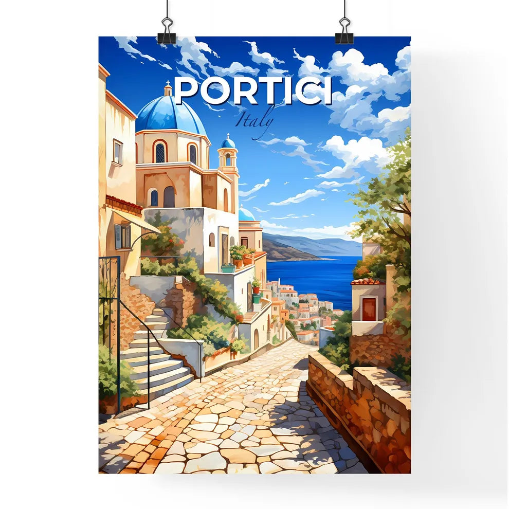 Portici, Italy, A Poster of a street with buildings and a body of water Default Title