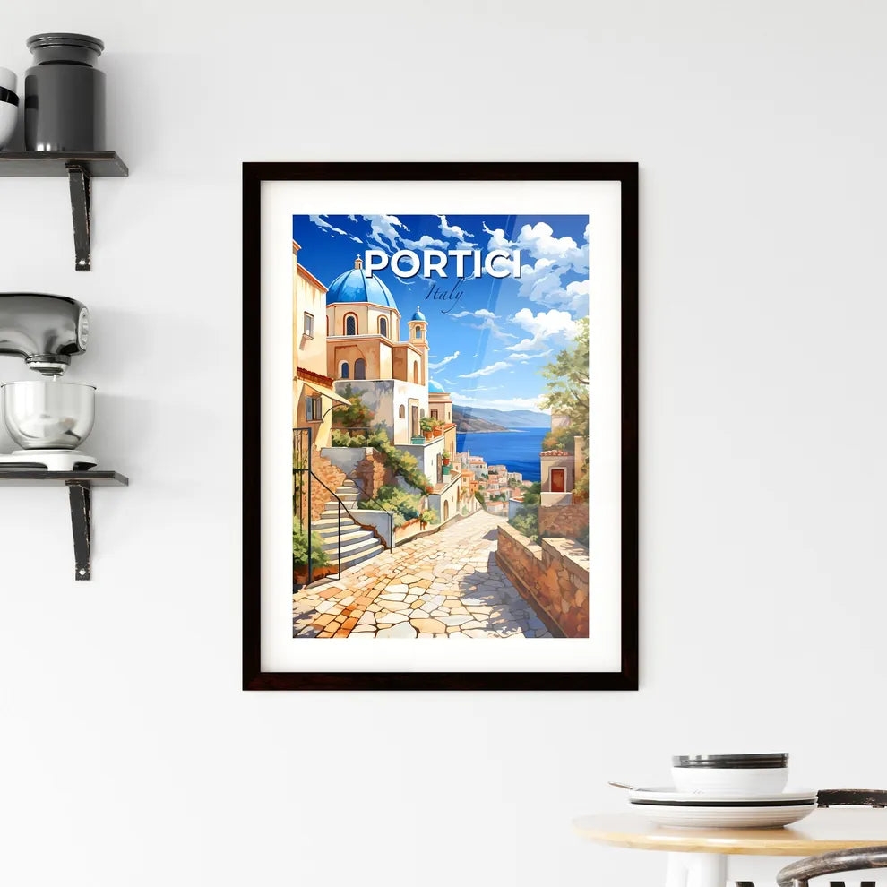 Portici, Italy, A Poster of a street with buildings and a body of water Default Title