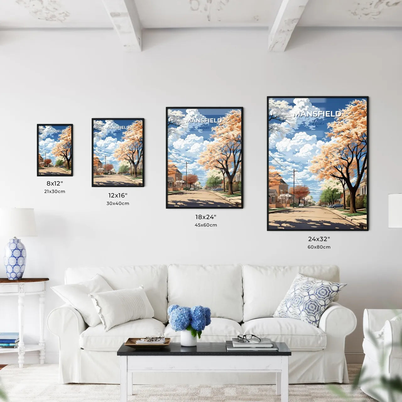 Mansfield, Texas, A Poster of a street with trees and houses on the side Default Title