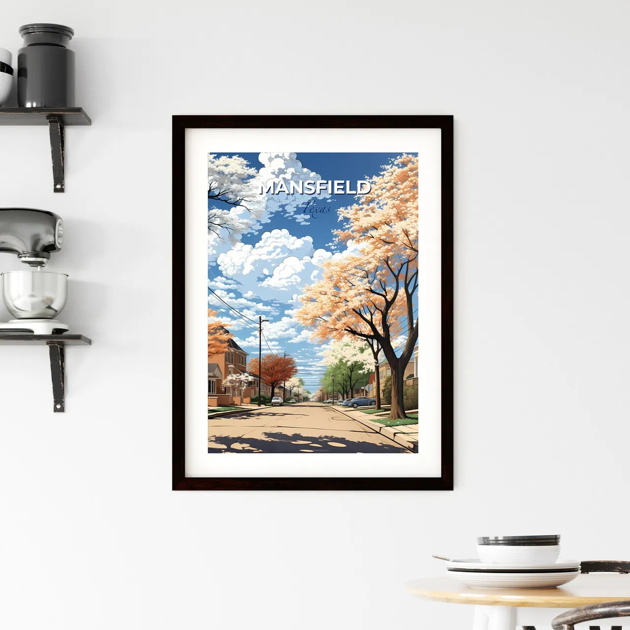 Mansfield, Texas, A Poster of a street with trees and houses on the side Default Title