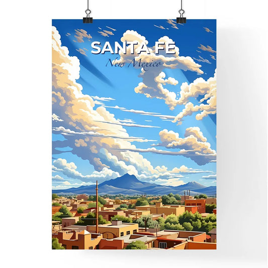 Santa Fe, New Mexico, A Poster of a city with trees and mountains in the background Default Title