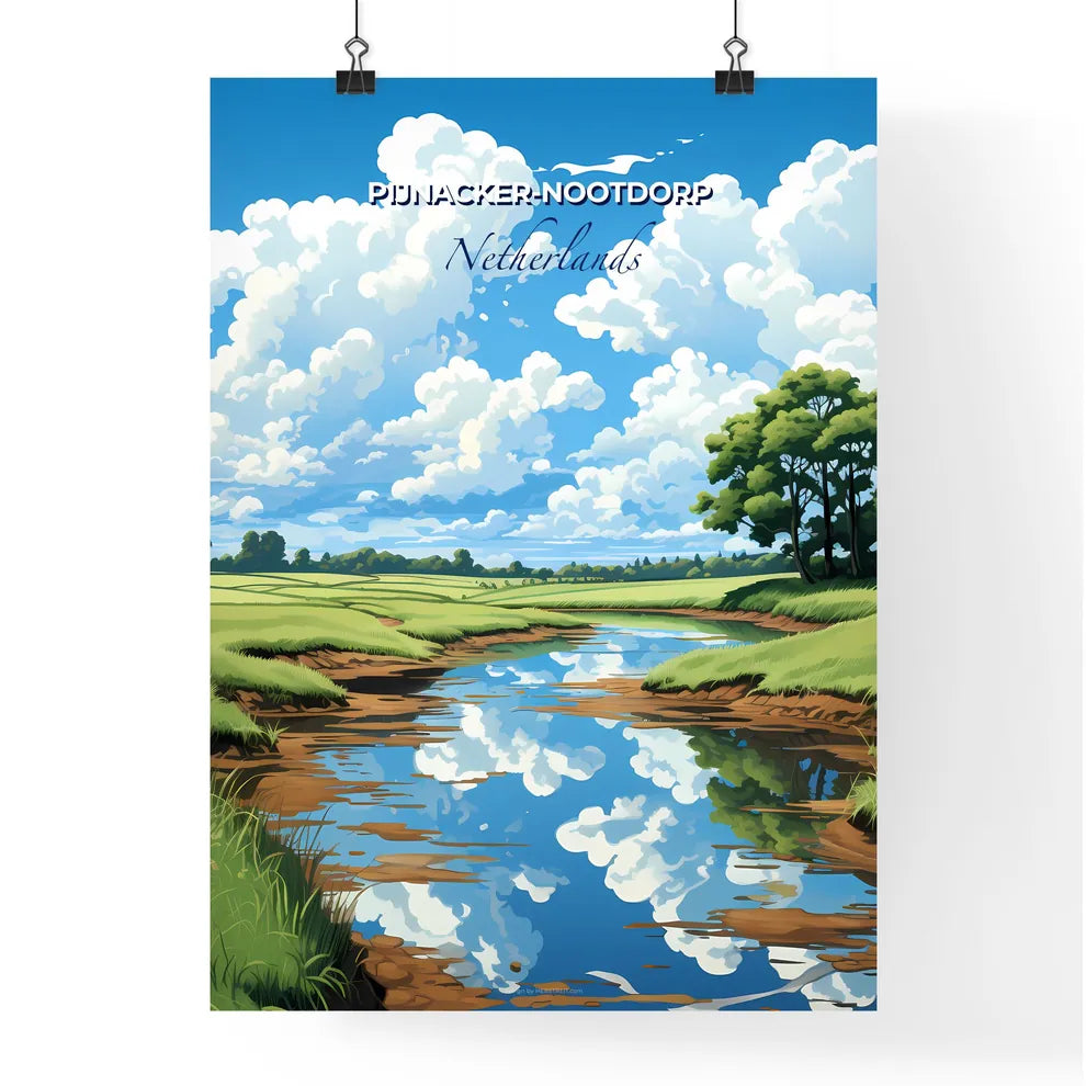 Pijnacker-Nootdorp, Netherlands, A Poster of a river running through a grassy field Default Title