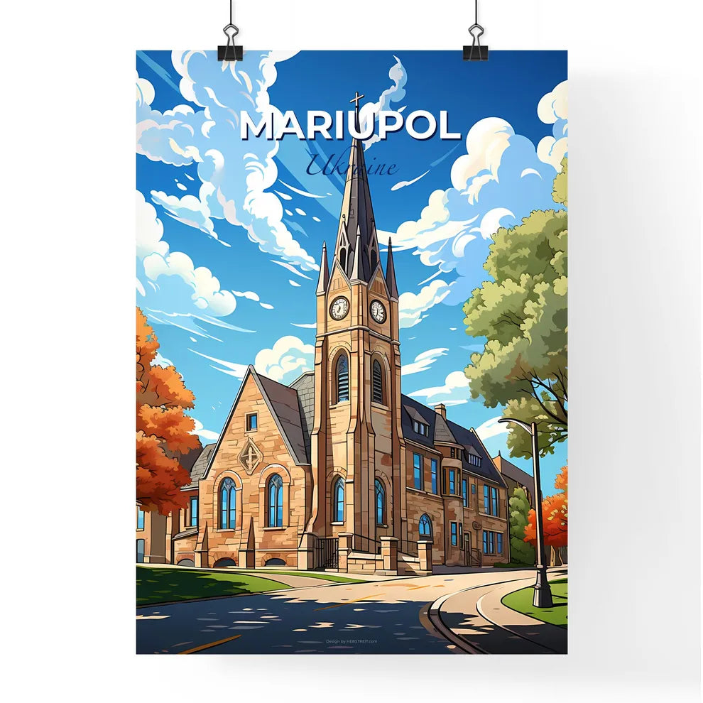Mariupol, Ukraine, A Poster of a church with a clock tower Default Title
