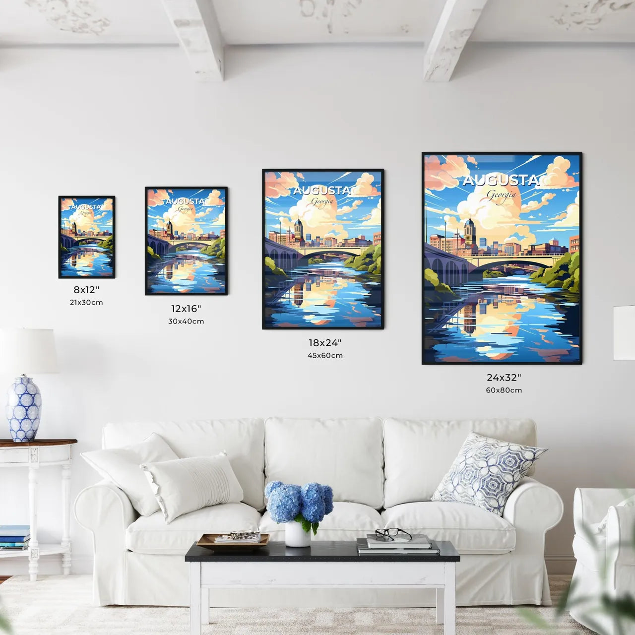 Augusta, Georgia, A Poster of a bridge over a river with trees and buildings Default Title