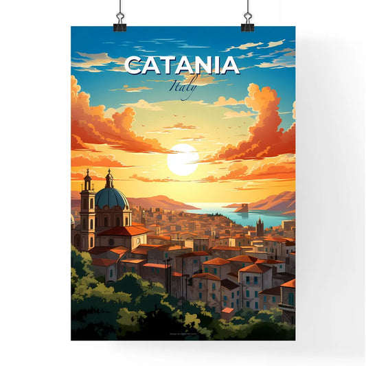 Catania, Italy, A Poster of a city with a river and a sunset Default Title