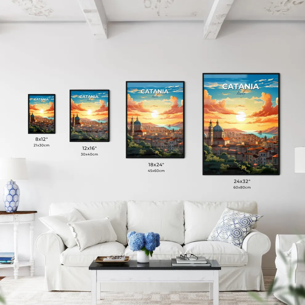 Catania, Italy, A Poster of a city with a river and a sunset Default Title