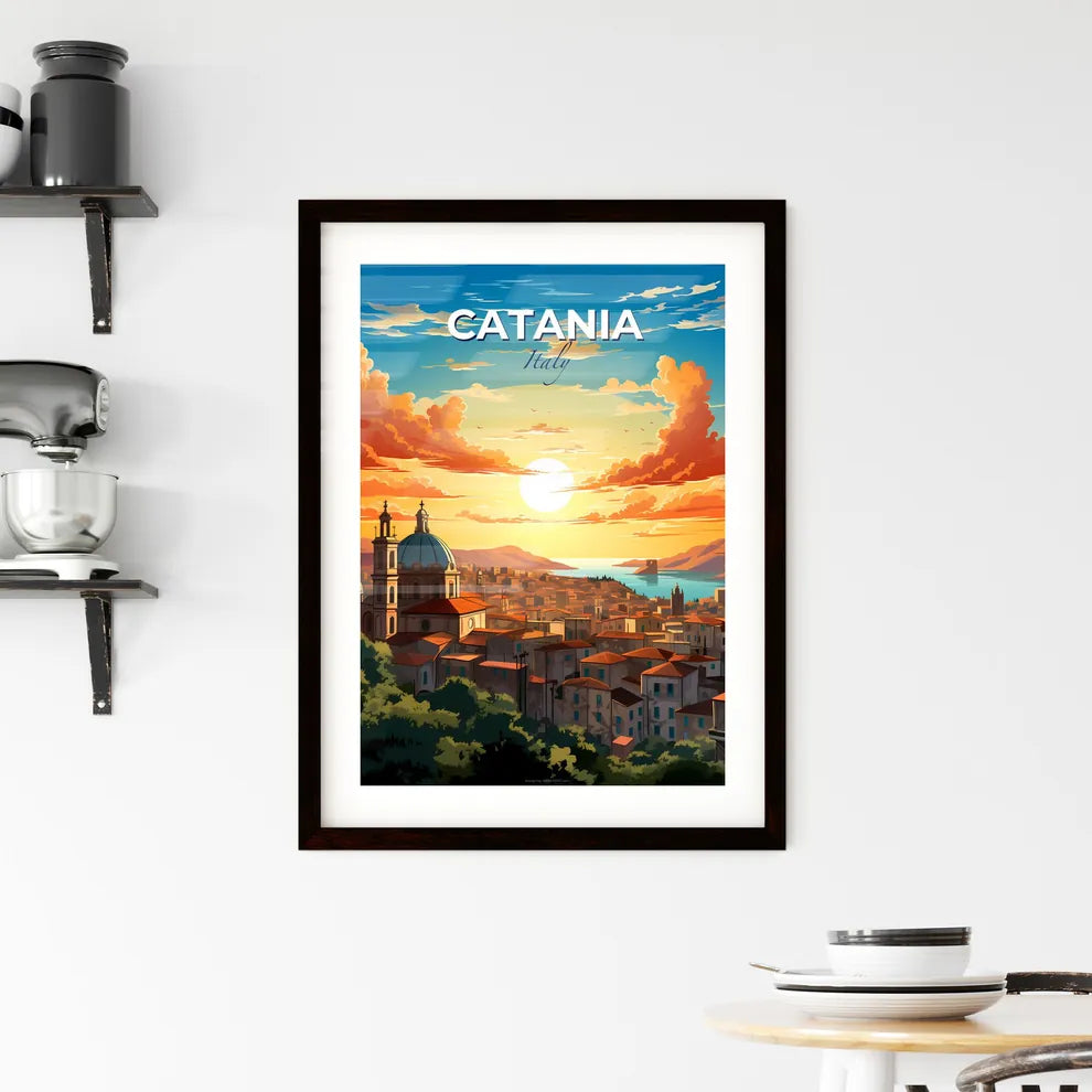 Catania, Italy, A Poster of a city with a river and a sunset Default Title