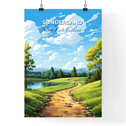 Sunderland, North East England, A Poster of a dirt road through a grassy field with trees and a river Default Title