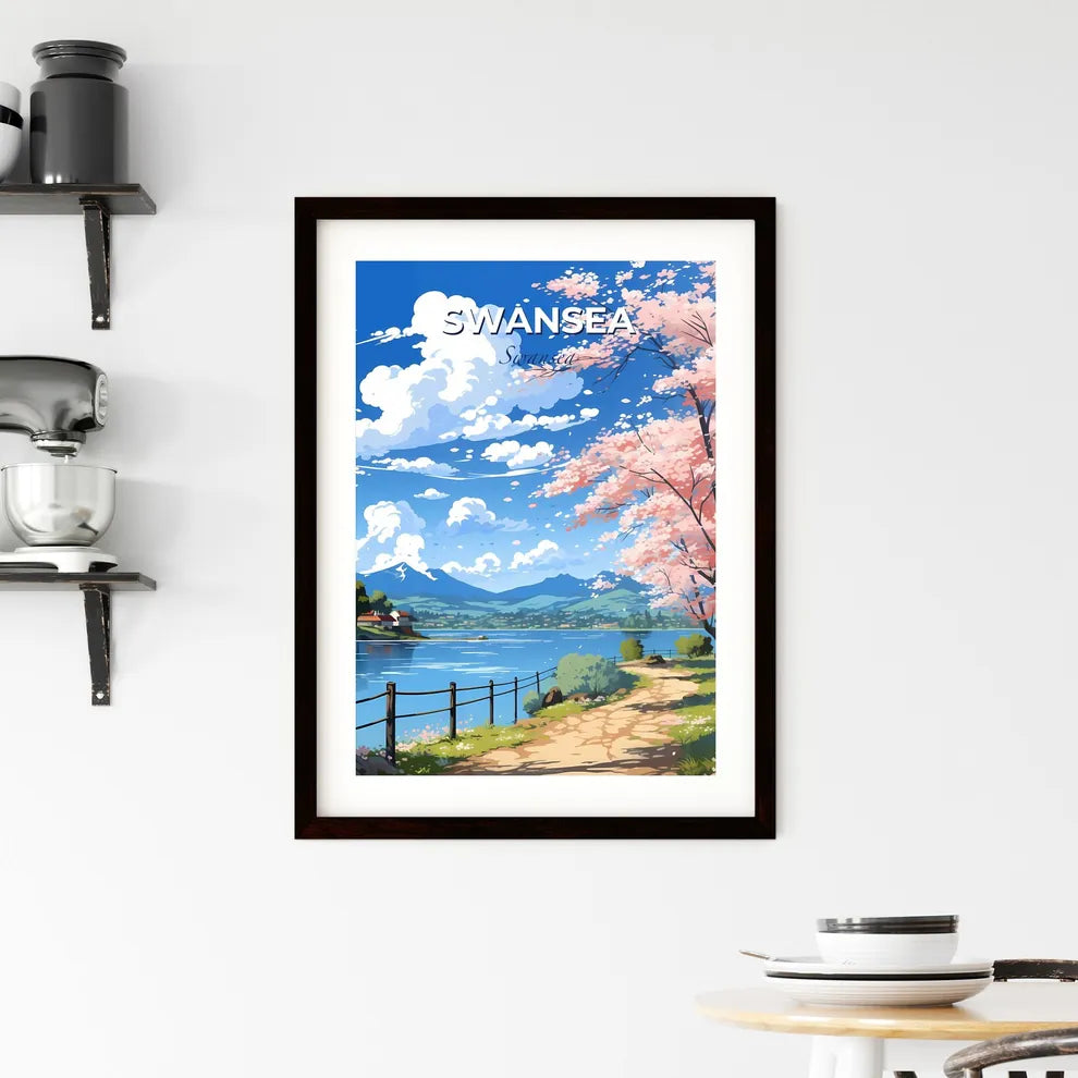 Swansea, Swansea, A Poster of a landscape of a lake with a path and trees and a house Default Title