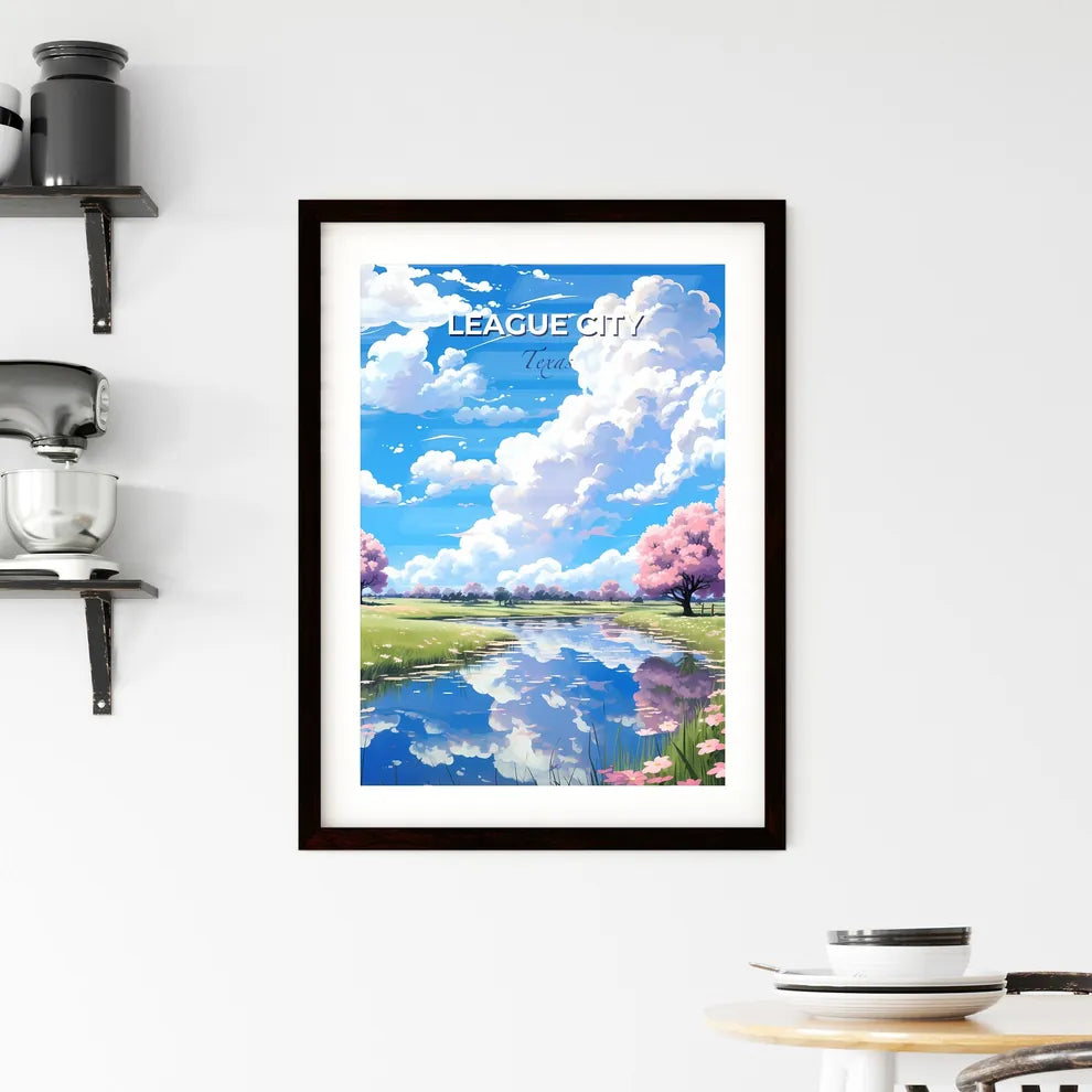 League City, Texas, A Poster of a river with pink flowers and trees Default Title