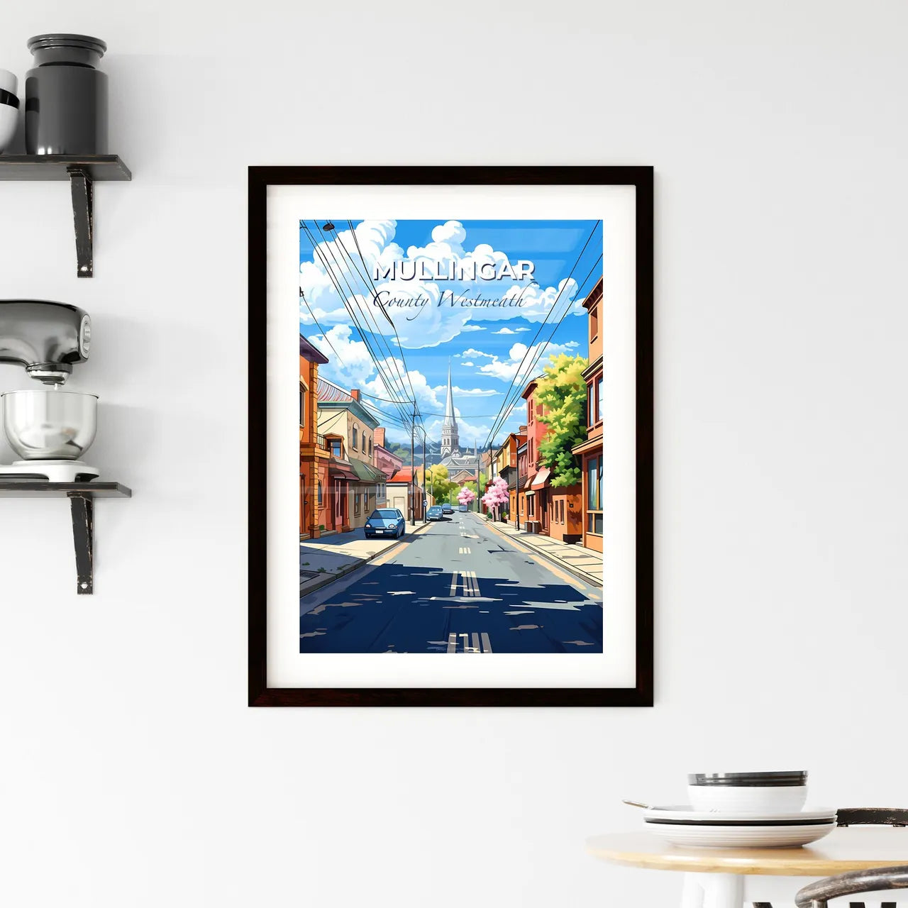 Mullingar, County Westmeath, A Poster of a street with cars and buildings on the side Default Title