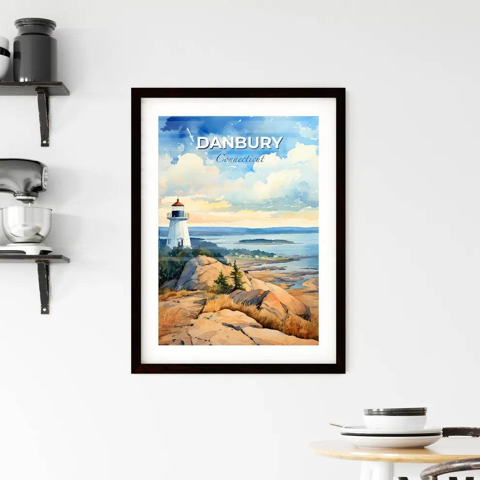 Danbury, Connecticut, A Poster of a painting of a lighthouse on a rocky hill Default Title