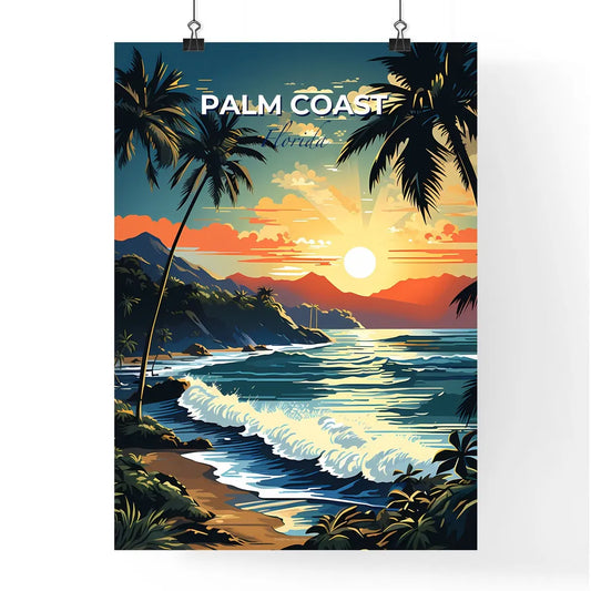 Palm Coast, Florida, A Poster of a beach with palm trees and waves Default Title