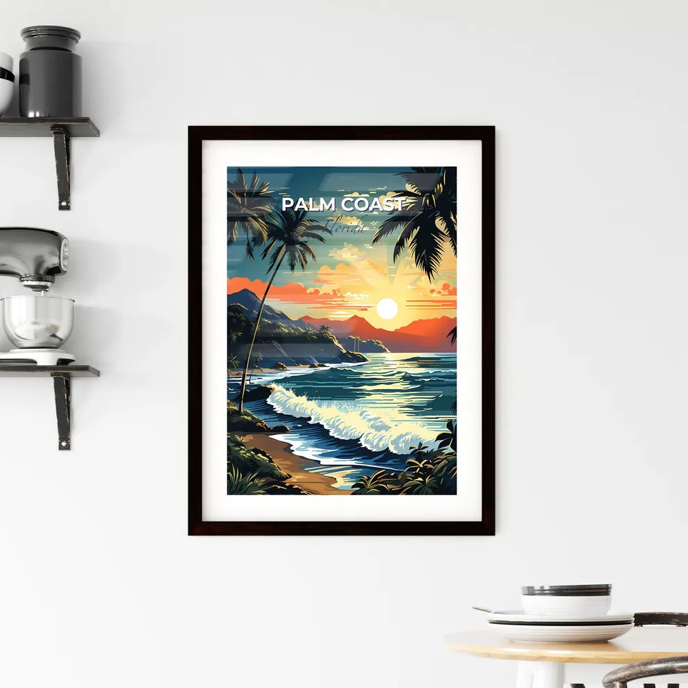 Palm Coast, Florida, A Poster of a beach with palm trees and waves Default Title