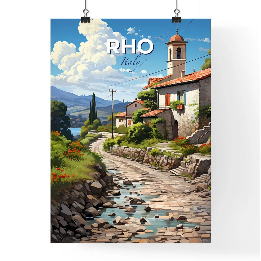 Rho, Italy, A Poster of a stone road leading to a village Default Title