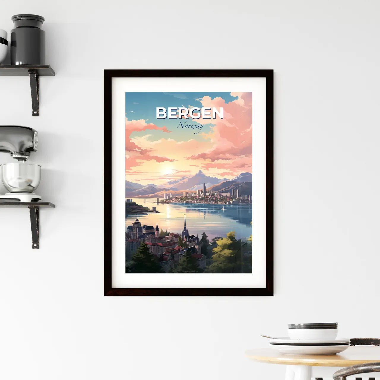 Bergen, Norway, A Poster of a city next to a body of water Default Title
