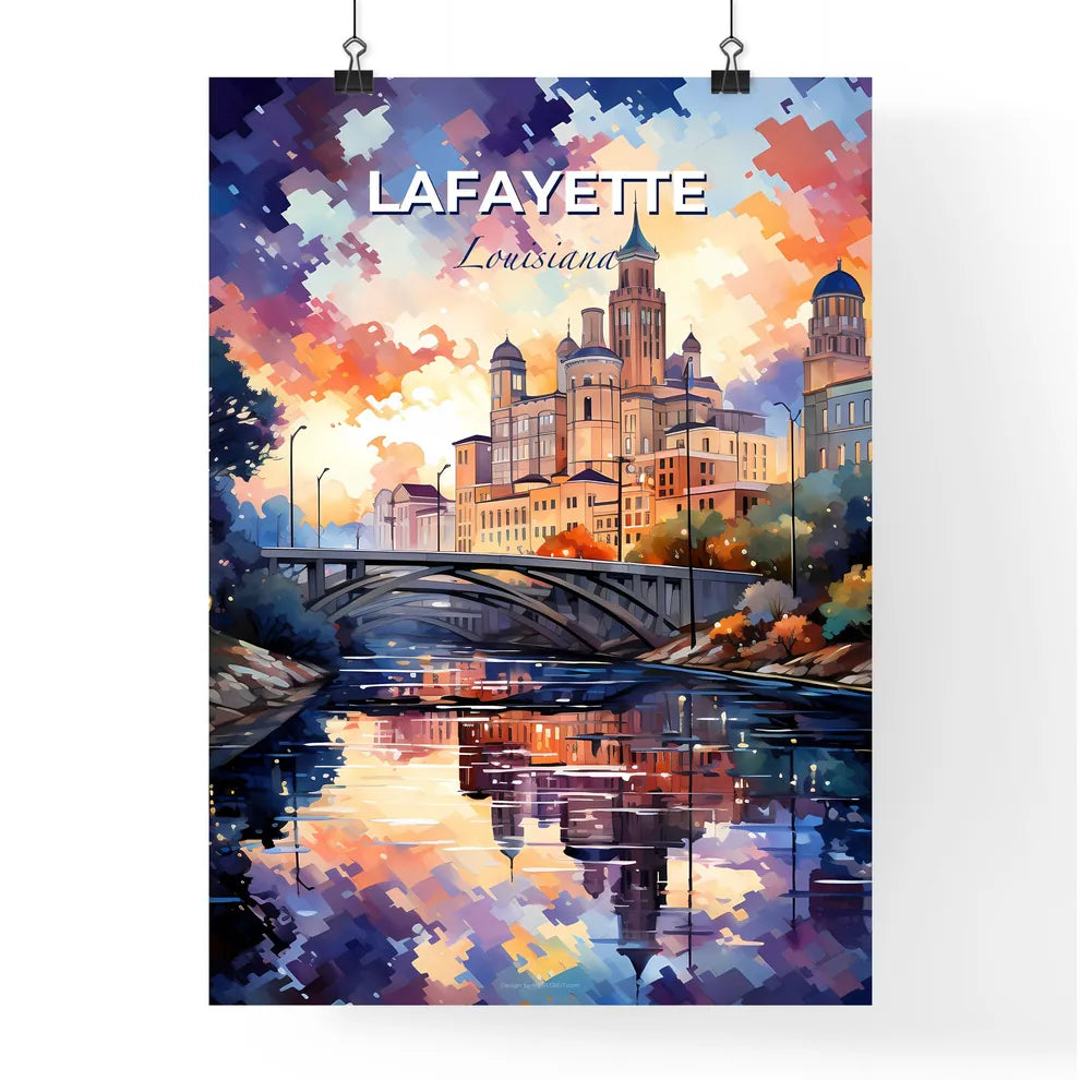 Lafayette, Louisiana, A Poster of a bridge over a river with a castle in the background Default Title