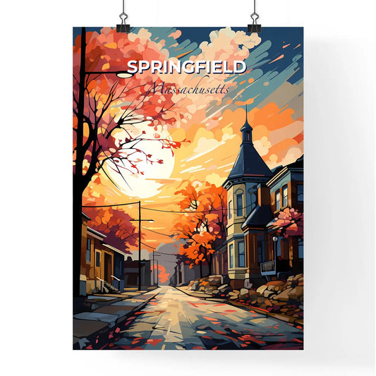 Springfield, Massachusetts, A Poster of a street with trees and buildings in the background Default Title