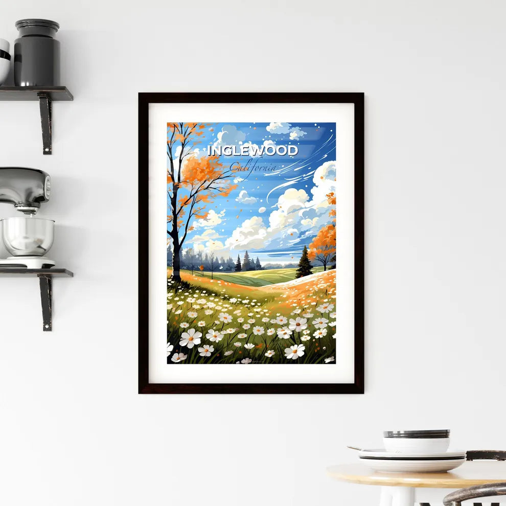 Inglewood, California, A Poster of a field of flowers and trees Default Title