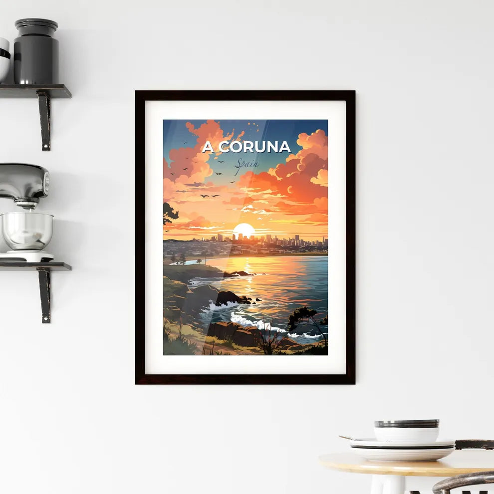 A Coruna, Spain, A Poster of a sunset over a city Default Title