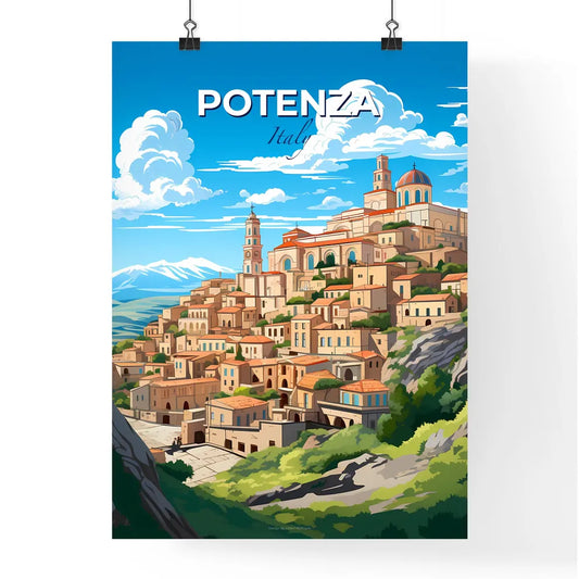 Potenza, Italy, A Poster of a cartoon of a town on a hill Default Title