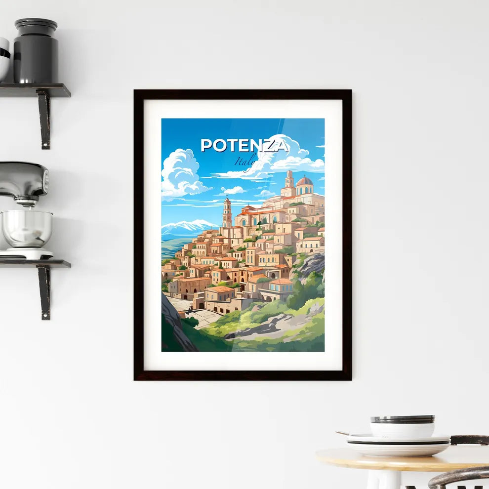 Potenza, Italy, A Poster of a cartoon of a town on a hill Default Title