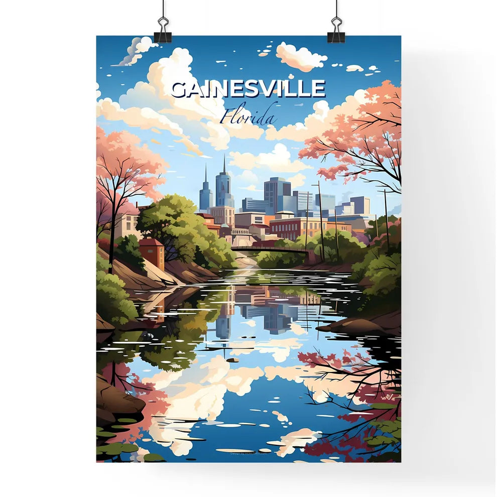 Gainesville, Florida, A Poster of a river with trees and buildings in the background Default Title
