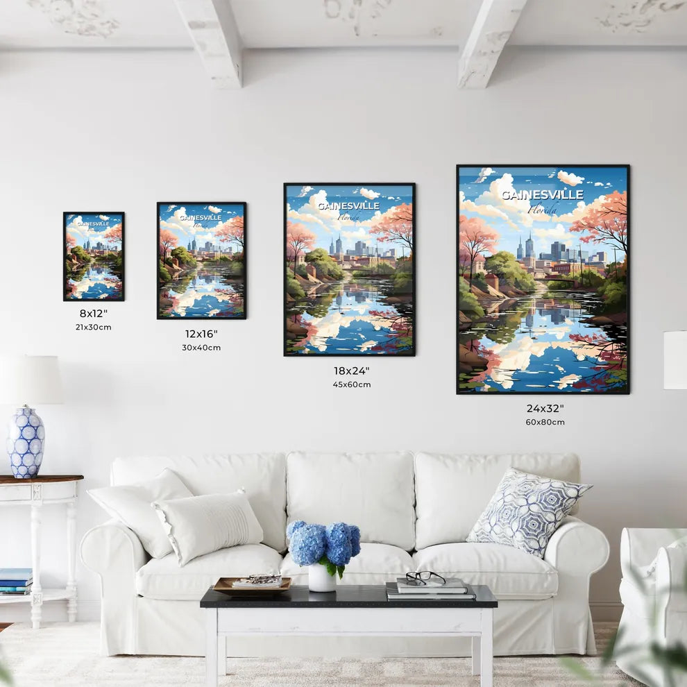 Gainesville, Florida, A Poster of a river with trees and buildings in the background Default Title