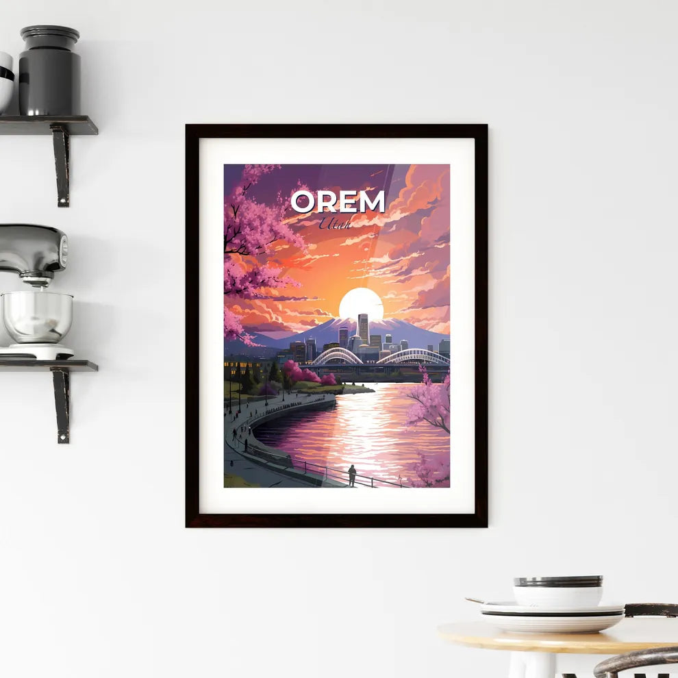Orem, Utah, A Poster of a cityscape with a river and mountains in the background Default Title