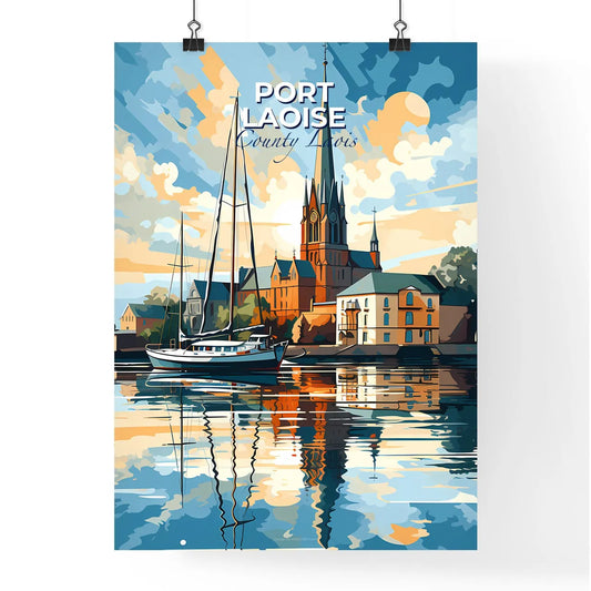 Port Laoise, County Laois, A Poster of a painting of a church and a boat on the water Default Title