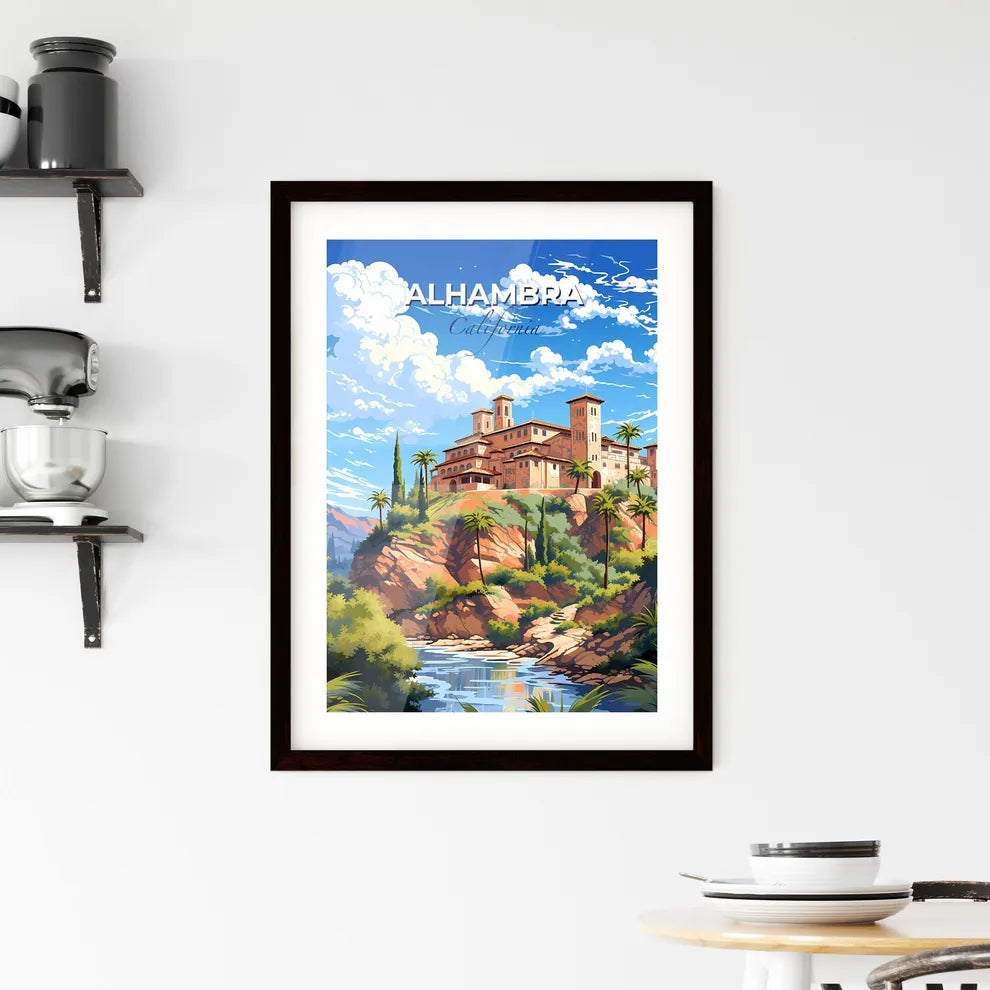 Alhambra, California, A Poster of a building on a hill with trees and a river Default Title