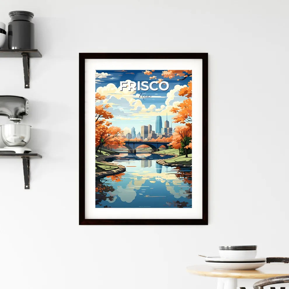 Frisco, Texas, A Poster of a river with a bridge and trees with orange leaves Default Title