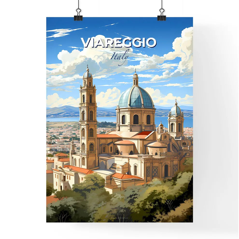 Viareggio, Italy, A Poster of a large building with towers and a city in the background Default Title