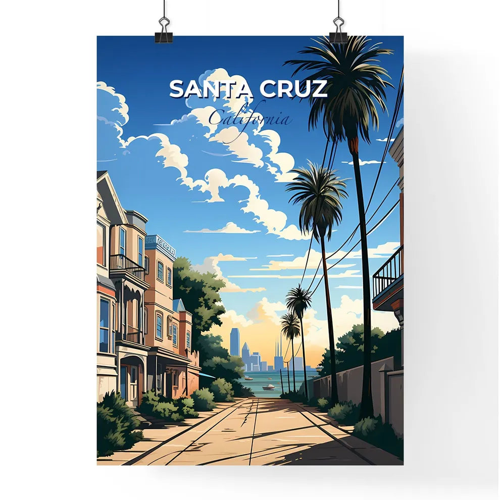 Santa Cruz, California, A Poster of a street with palm trees and buildings Default Title
