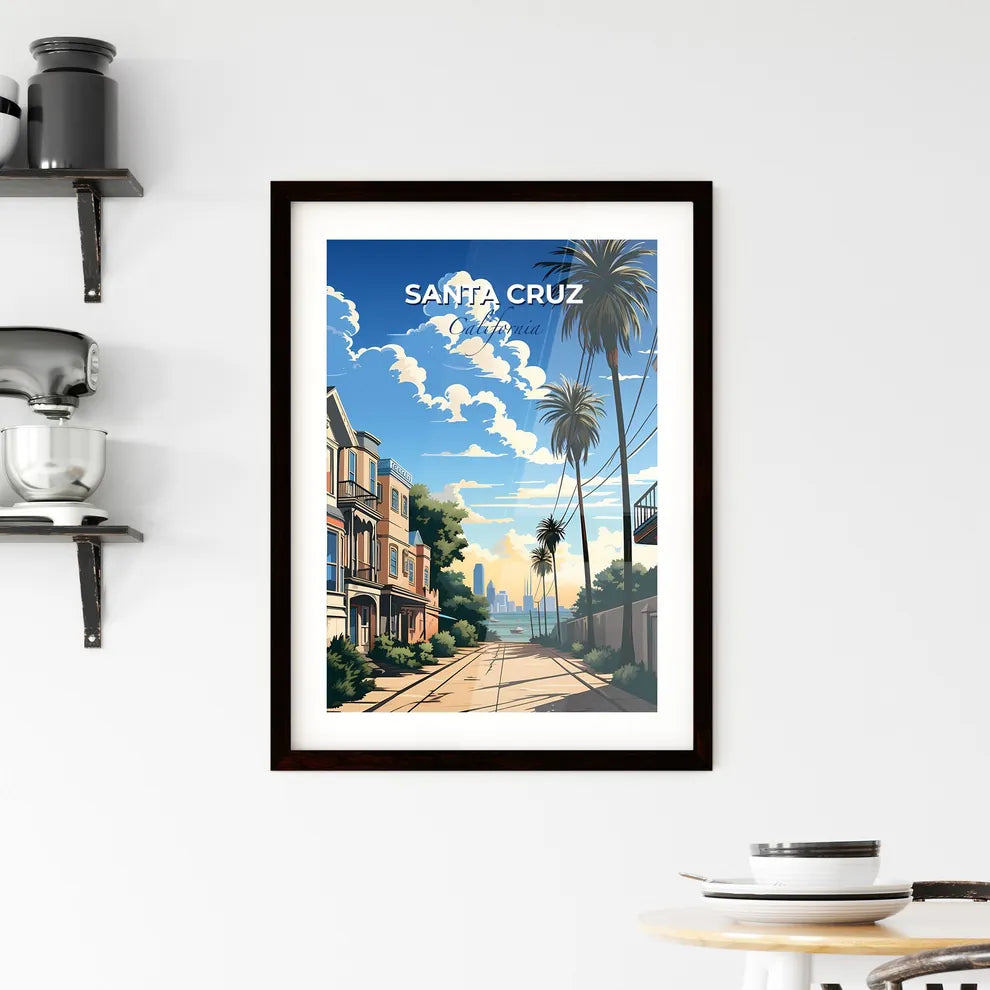 Santa Cruz, California, A Poster of a street with palm trees and buildings Default Title