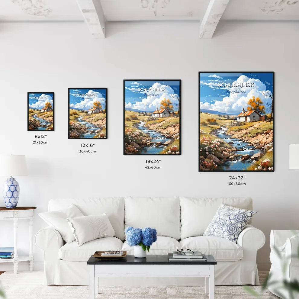 Schuchinsk, Kazakhstan, A Poster of a river running through a valley with a house and trees Default Title