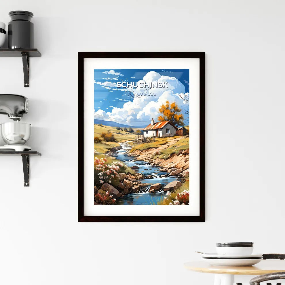 Schuchinsk, Kazakhstan, A Poster of a river running through a valley with a house and trees Default Title