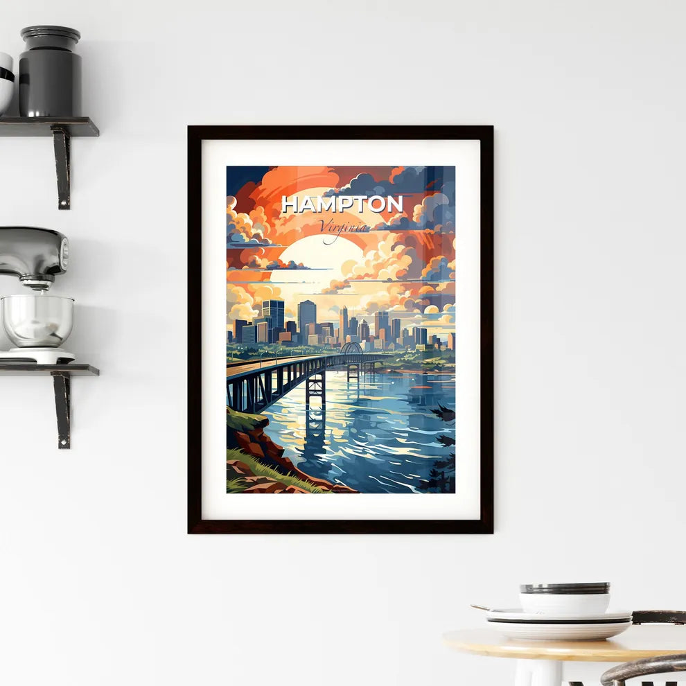 Hampton, Virginia, A Poster of a bridge over a river with a city in the background Default Title