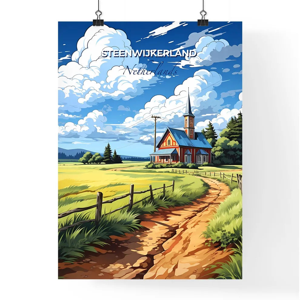 Steenwijkerland, Netherlands, A Poster of a painting of a house in a field Default Title