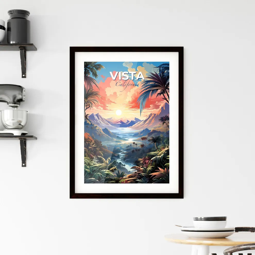 Vista, California, A Poster of a landscape with mountains and trees Default Title