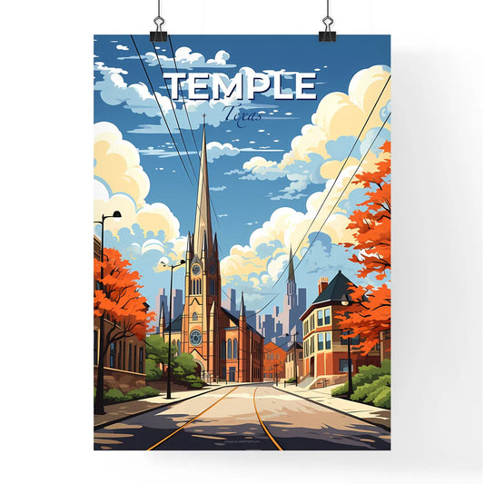 Temple, Texas, A Poster of a street with a church and trees Default Title