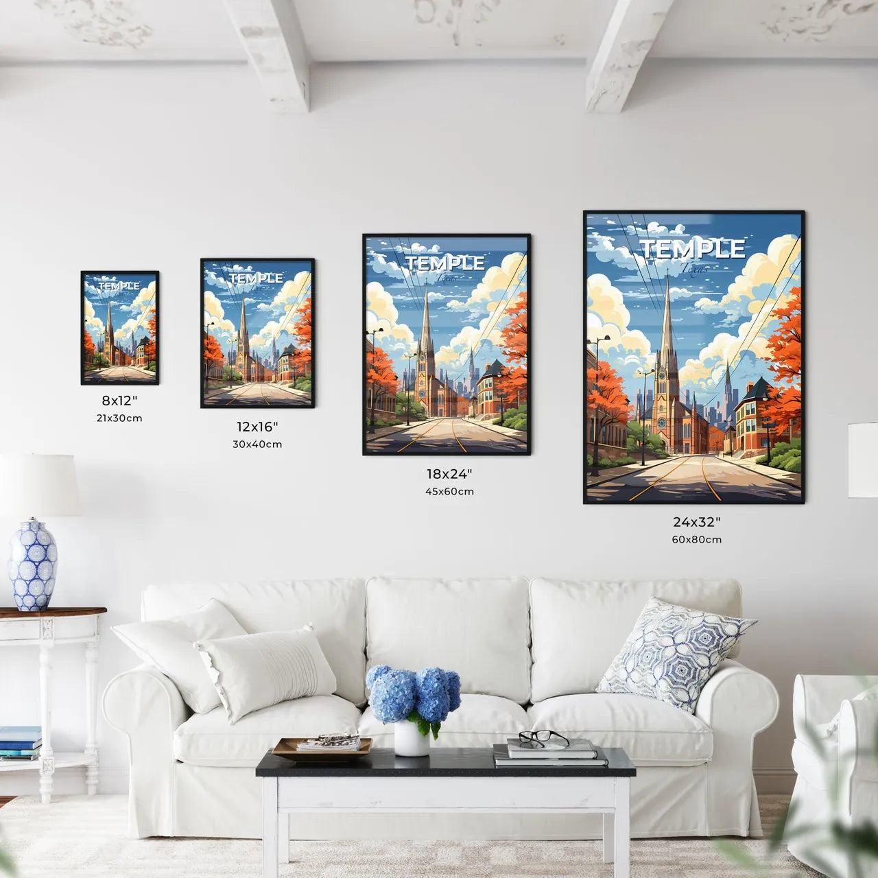 Temple, Texas, A Poster of a street with a church and trees Default Title