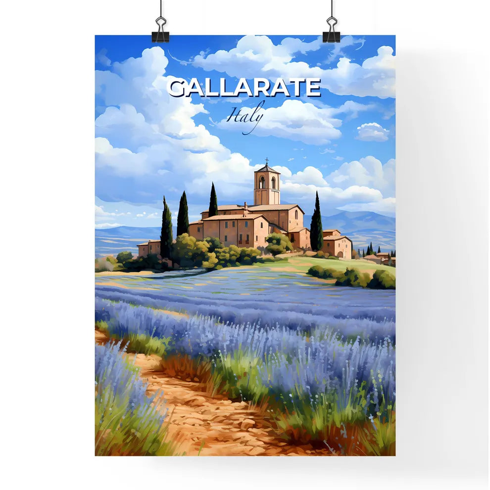 Gallarate, Italy, A Poster of a lavender field with a building in the background Default Title