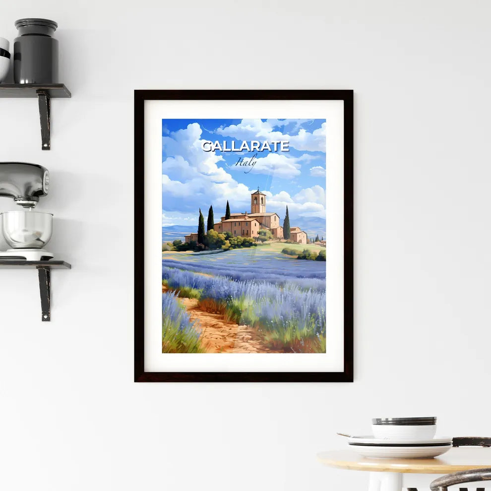 Gallarate, Italy, A Poster of a lavender field with a building in the background Default Title