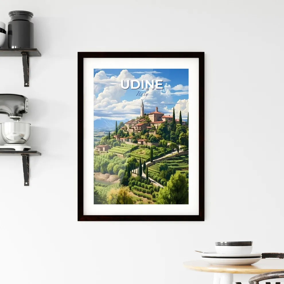 Udine, Italy, A Poster of a landscape of a village on a hill Default Title